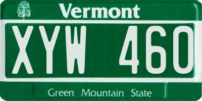 VT license plate XYW460