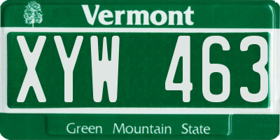 VT license plate XYW463