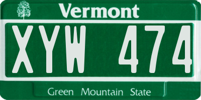 VT license plate XYW474