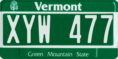 VT license plate XYW477