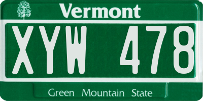 VT license plate XYW478
