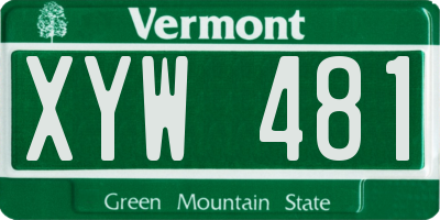 VT license plate XYW481