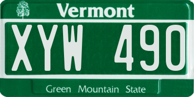 VT license plate XYW490