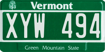 VT license plate XYW494