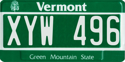 VT license plate XYW496