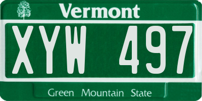 VT license plate XYW497