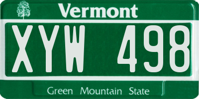 VT license plate XYW498