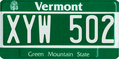 VT license plate XYW502