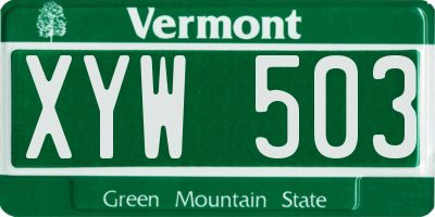 VT license plate XYW503