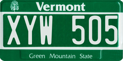 VT license plate XYW505