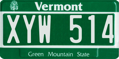 VT license plate XYW514