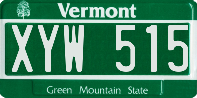 VT license plate XYW515