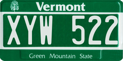 VT license plate XYW522
