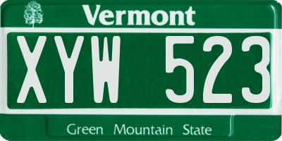 VT license plate XYW523