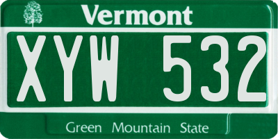 VT license plate XYW532