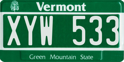 VT license plate XYW533