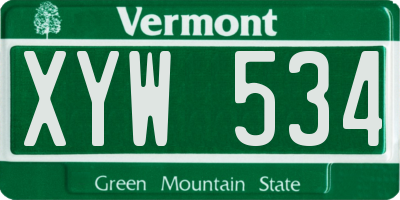VT license plate XYW534