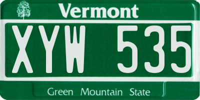 VT license plate XYW535