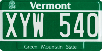 VT license plate XYW540