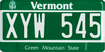 VT license plate XYW545