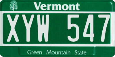 VT license plate XYW547