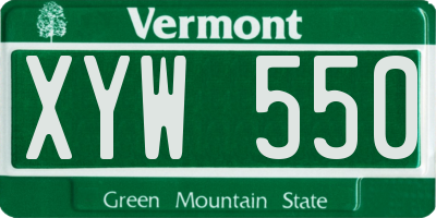 VT license plate XYW550