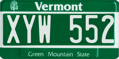 VT license plate XYW552
