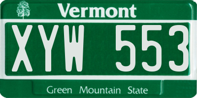 VT license plate XYW553