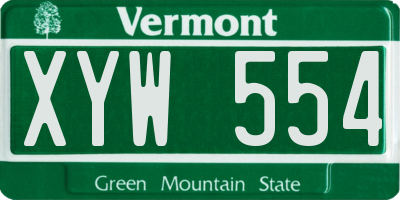 VT license plate XYW554