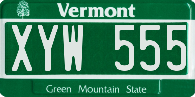VT license plate XYW555