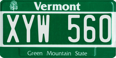 VT license plate XYW560