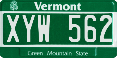VT license plate XYW562