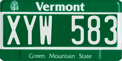 VT license plate XYW583