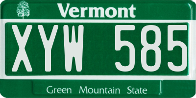 VT license plate XYW585