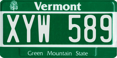 VT license plate XYW589
