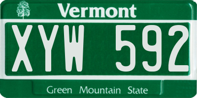 VT license plate XYW592