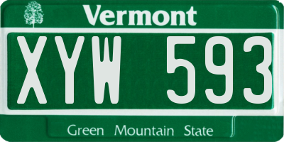 VT license plate XYW593