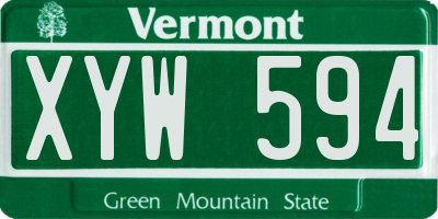 VT license plate XYW594