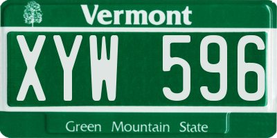 VT license plate XYW596