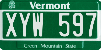 VT license plate XYW597