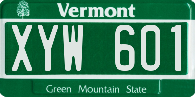 VT license plate XYW601