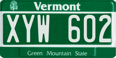 VT license plate XYW602
