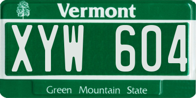 VT license plate XYW604