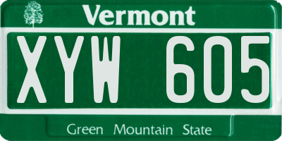 VT license plate XYW605
