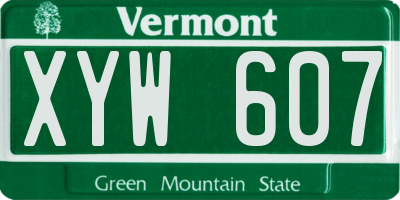VT license plate XYW607