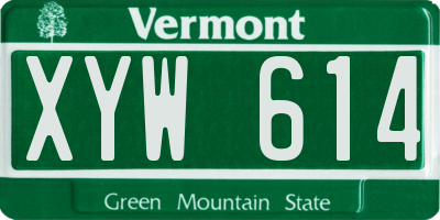 VT license plate XYW614