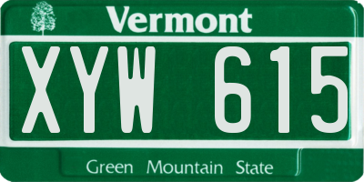 VT license plate XYW615