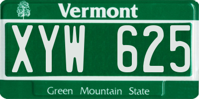 VT license plate XYW625