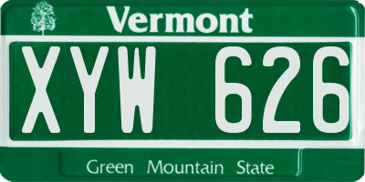 VT license plate XYW626