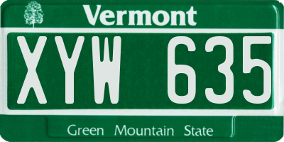 VT license plate XYW635